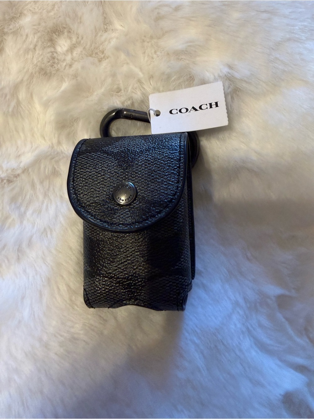 Coach Black Pebbled hand sanitizer holder